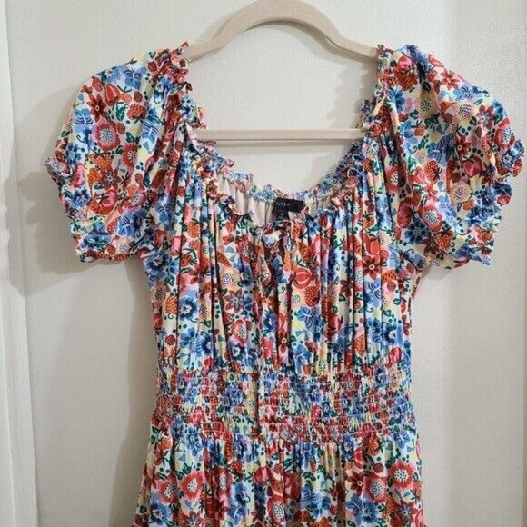 J. Crew Womens Floral Multi-Colored Smocked Midi Dress Size 0 - Picture 5 of 11